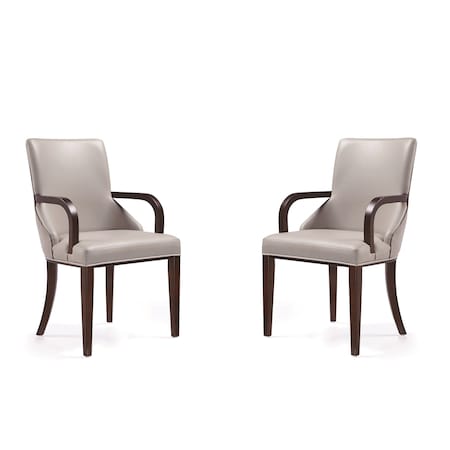 Manhattan Comfort Shubert Faux Leather and Velvet Dining Armchair in Light Grey - Set of 2 2-DC055AR-LG